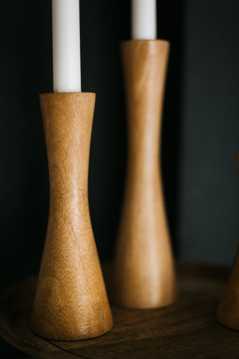 Set of Three Natural Candle Stick Holders – Thoughtful Goods