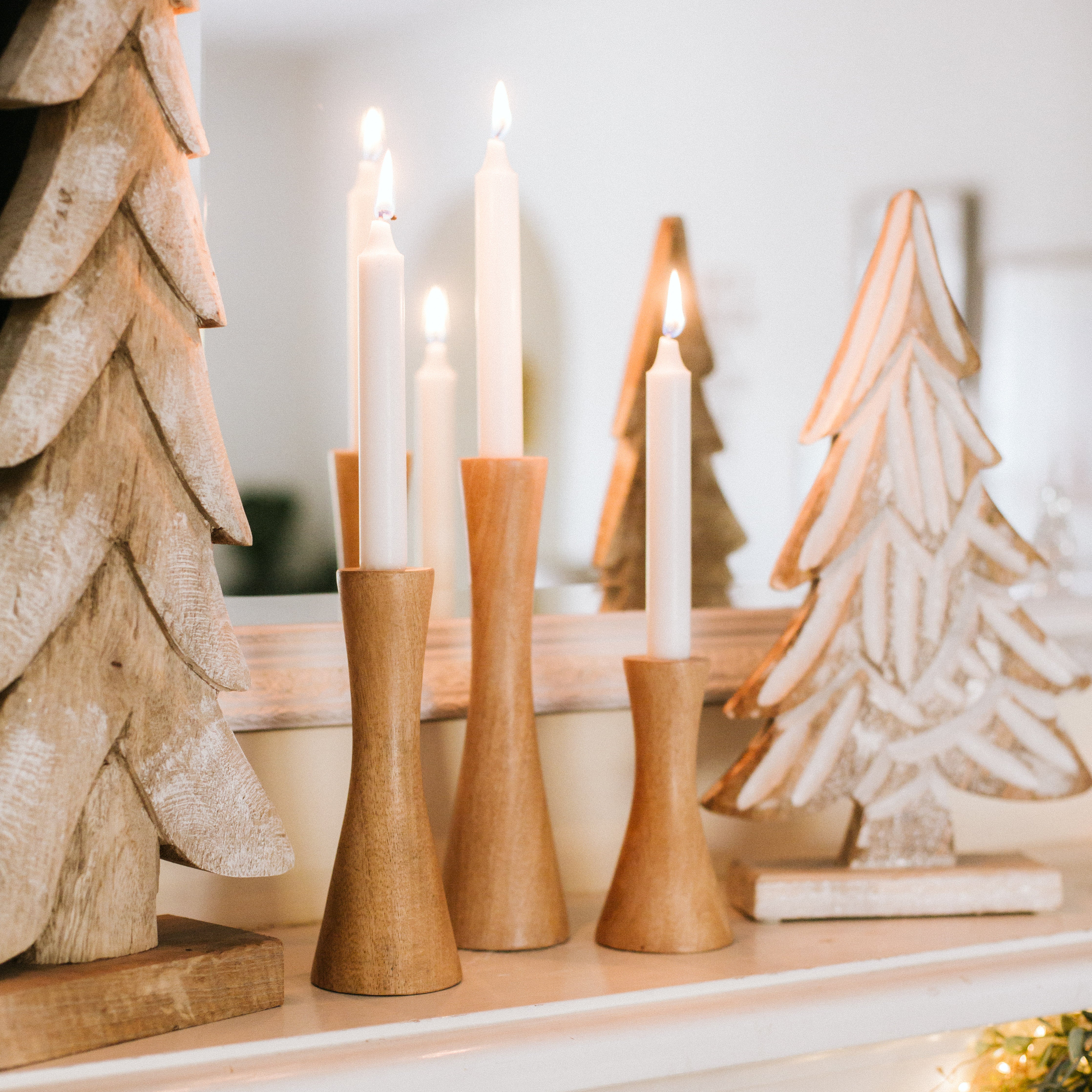 Set of Three Natural Candle Stick Holders – Thoughtful Goods